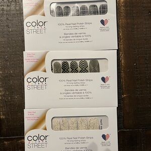 Color Street Nail Strips with Glitter- Champagne Sugar, Drop the Ball, Plaid